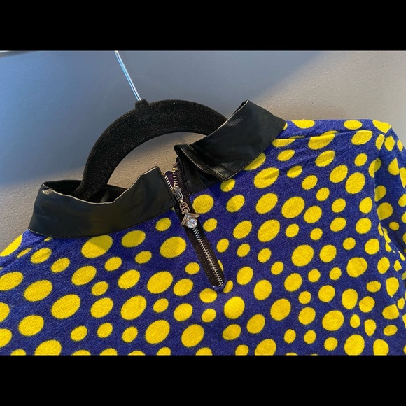 NEW NWT - very fashionable top - leather Peter Pan collar polka dots - size XL - Picture 3 of 7